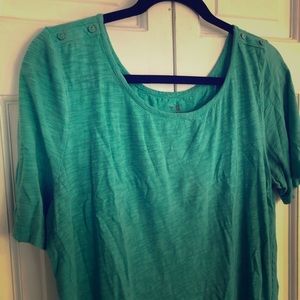 💚 EUC 💚 Teal 3/4 Sleeves Tee w/Cute Buttons XL